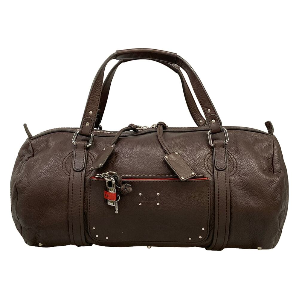 Chloé Mr. Paddington Boston Bag Dark Brown Red
